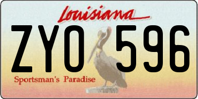 LA license plate ZYO596