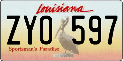 LA license plate ZYO597