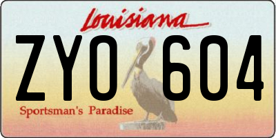 LA license plate ZYO604