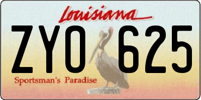 LA license plate ZYO625