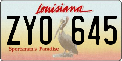 LA license plate ZYO645