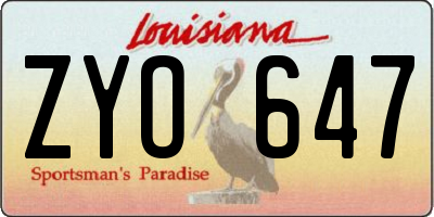 LA license plate ZYO647