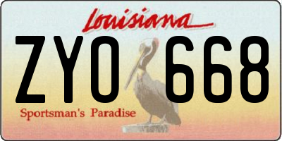 LA license plate ZYO668