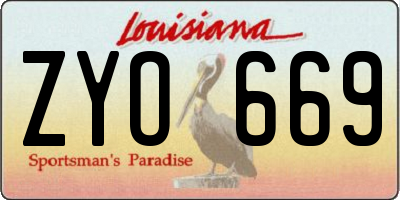LA license plate ZYO669