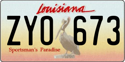 LA license plate ZYO673