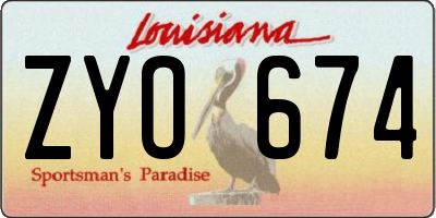 LA license plate ZYO674
