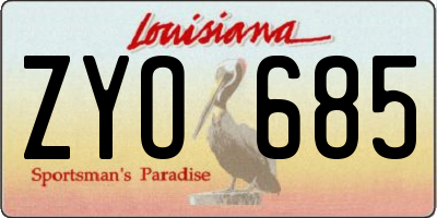 LA license plate ZYO685