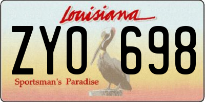 LA license plate ZYO698