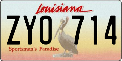 LA license plate ZYO714