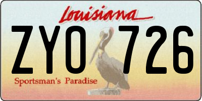 LA license plate ZYO726