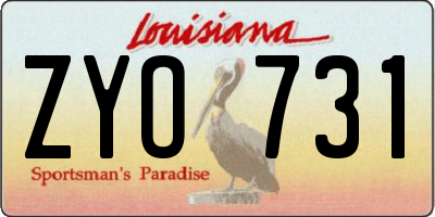 LA license plate ZYO731