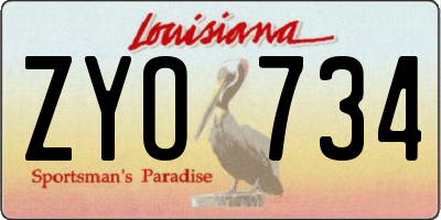 LA license plate ZYO734