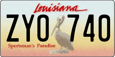 LA license plate ZYO740