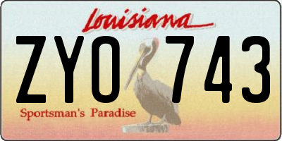 LA license plate ZYO743
