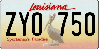 LA license plate ZYO750