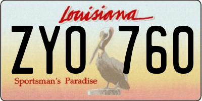 LA license plate ZYO760