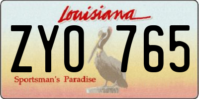 LA license plate ZYO765