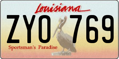 LA license plate ZYO769