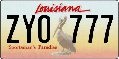 LA license plate ZYO777
