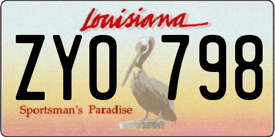 LA license plate ZYO798