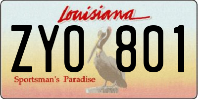 LA license plate ZYO801