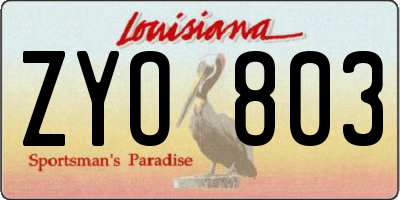 LA license plate ZYO803