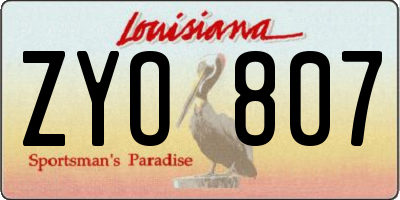 LA license plate ZYO807