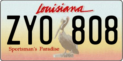 LA license plate ZYO808