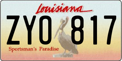 LA license plate ZYO817