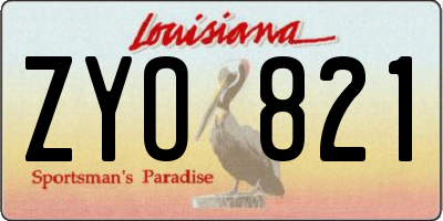 LA license plate ZYO821