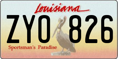 LA license plate ZYO826