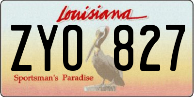 LA license plate ZYO827