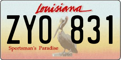 LA license plate ZYO831