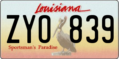 LA license plate ZYO839
