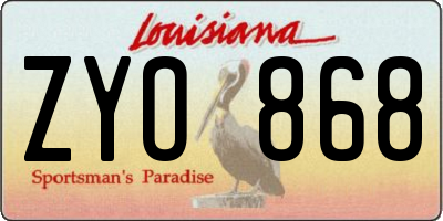 LA license plate ZYO868