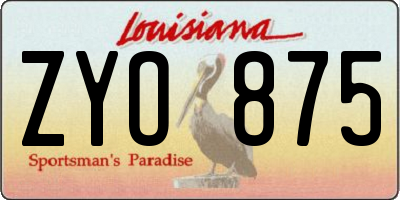 LA license plate ZYO875