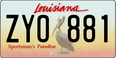LA license plate ZYO881