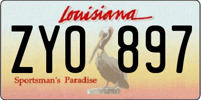 LA license plate ZYO897
