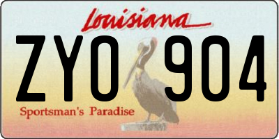 LA license plate ZYO904