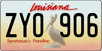 LA license plate ZYO906