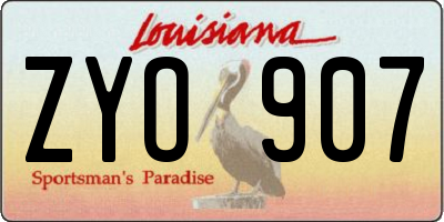 LA license plate ZYO907