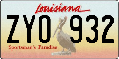 LA license plate ZYO932
