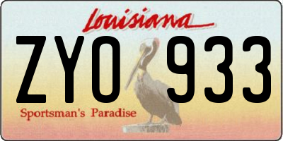 LA license plate ZYO933