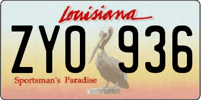 LA license plate ZYO936