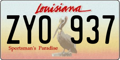 LA license plate ZYO937