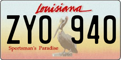 LA license plate ZYO940