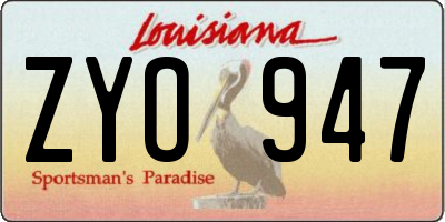 LA license plate ZYO947