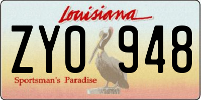 LA license plate ZYO948