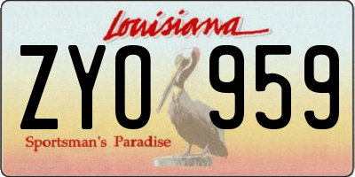 LA license plate ZYO959