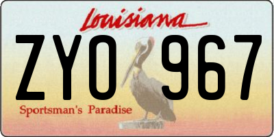 LA license plate ZYO967